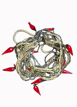 Шикарна бохо прикраса кольє намисто перці муранське скло та бісер