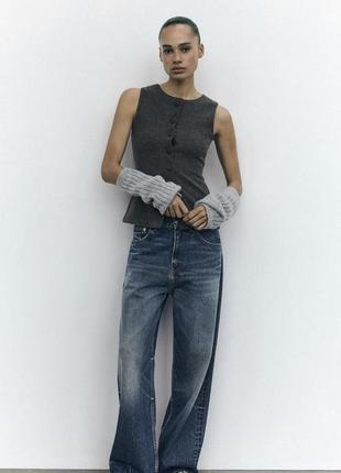 Джинсы tre relaxed oversize tapered 3 высокой посадкой zara