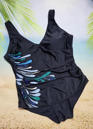 Слитный черный купальник с утяжкой и драпировкой outfit sportiv nkd
