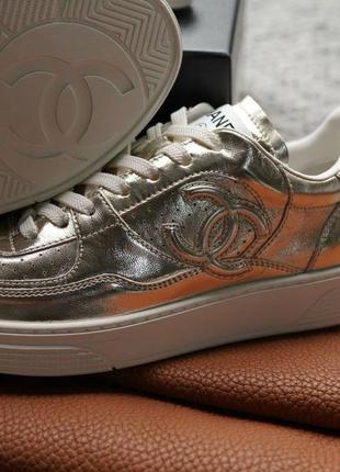 Кожаные кроссовки шанел люкс