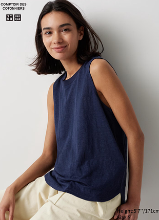 Лляна футболка без рукавів uniqlo