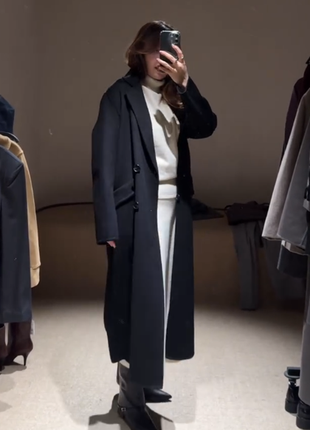 Длинное пальто полушерсть zara xl, xxl