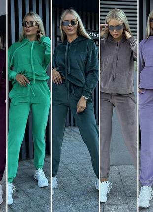 Женские велюровые спортивные, прогулочные костюмы