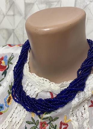 Нові буси  намисто колье сині українські народні до вишиванки сорочки народні етнічні танцювальні