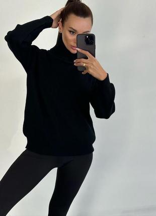 Женский вязаный шерстяной свитер с объемным воротником шерсть кашемир