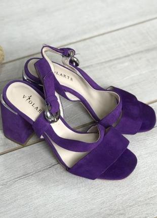 Босоніжки замшеві, босоніжки фіолетові замша, босоніжки на підборах