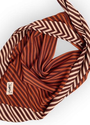 Шовкова хустка yves saint laurent коричнева. 87 * 87 см