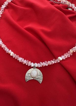 Кришталеве намисто з лунницею і місячним каменем