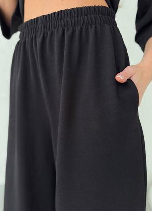 Костюм двойка кюлоты + кофта с рукавом 3/4, женский брючный костюм с кюлотами и кофтой, костюм на весну, 5836 фото