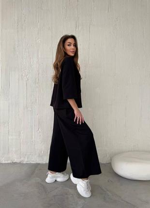 Костюм двойка кюлоты + кофта с рукавом 3/4, женский брючный костюм с кюлотами и кофтой, костюм на весну, 5832 фото