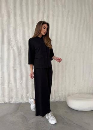 Костюм двойка кюлоты + кофта с рукавом 3/4, женский брючный костюм с кюлотами и кофтой, костюм на весну, 5838 фото