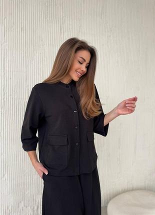 Костюм двойка кюлоты + кофта с рукавом 3/4, женский брючный костюм с кюлотами и кофтой, костюм на весну, 5835 фото