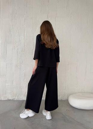 Костюм двойка кюлоты + кофта с рукавом 3/4, женский брючный костюм с кюлотами и кофтой, костюм на весну, 5833 фото