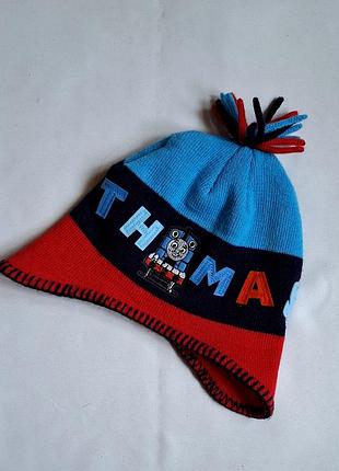 Шапка tu англія з вушками та помпоном паровозик тома на 3-6 років