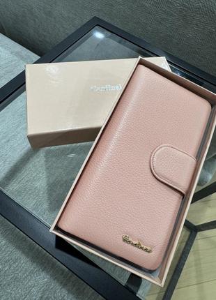 Гаманець кошелек пудра шкіра кожа кардинал рожевий