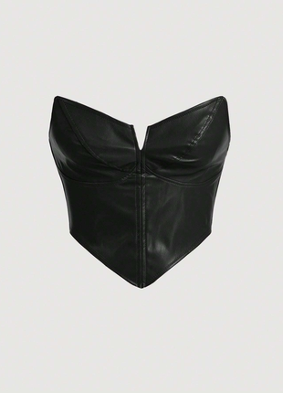 Топ под кожу shein mod solid pu leather bandana hem tube top - s-m