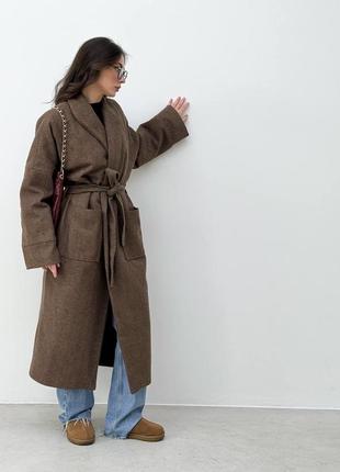 Пальто под пояс на запах пальто кимоно кашемир