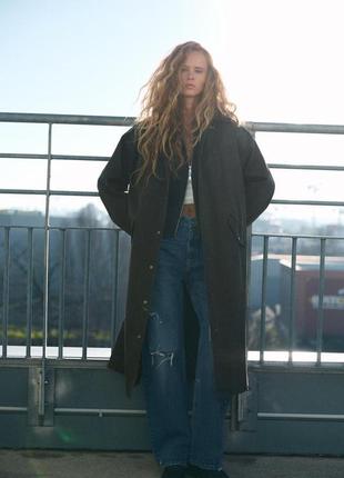 Вощений тренч жіночий хакі zara new