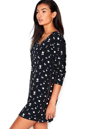 Victoria's secret ночная  рубашка modal supersoft sleepshirt black floral /0000h/