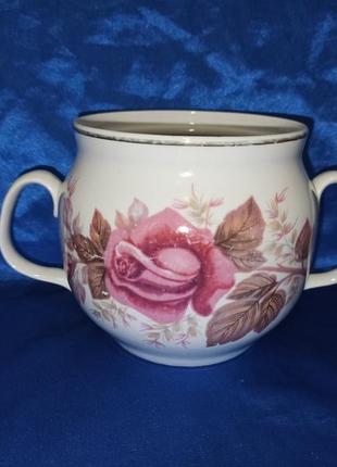 Сахарница без крышки винтаж из ссср с розой б/у