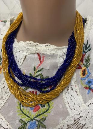Новое украинское ожерелье желто синее национальное трендовые ин винтажных