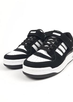 👟 женские кроссовки adidas forum 84 low black suede white  👟