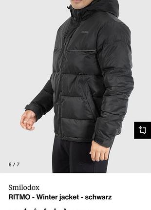 Пуховик smilodox куртка оригинал бренд  курточка пуховая черная пух перо с капюшоном размер l, xl