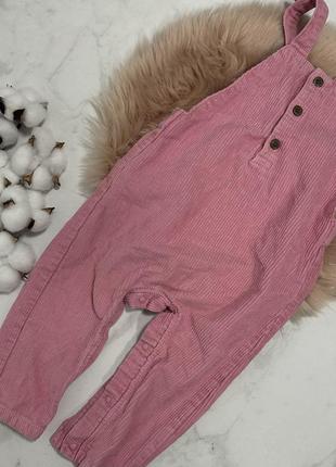 Классный вельветовый полукомбинезон m&s, розовый комбинезон, штаны, штанишки
