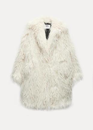 Молочно-белая шубка искусственный мех zara new