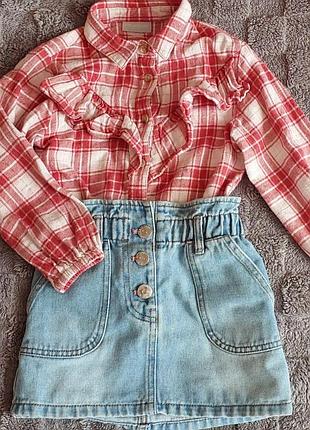 Набор юбочка джинсовая с рубашкой.