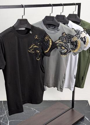 Мужская брендовая футболка philipp plein, вышитый логотип