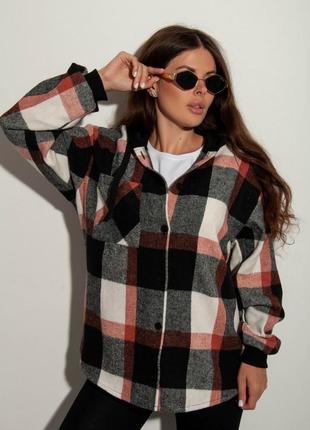 Женская рубашка в клетку теплая, рубашка в клетку l-xl байка