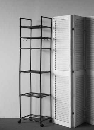 6-рівневий стелаж підлоговий для зберігання з роликами, візок для кухні, ванної кімнати