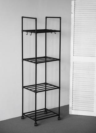Стелаж етажерка з 4 полицями на коліщатках 138x42x32см / етажерка у ванну / стелаж на кухню / полиця на колесах