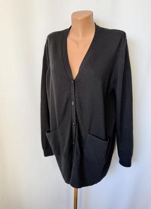 Cos базовый черный кардиган кофта шерсть оверсайз шерстяной теплый