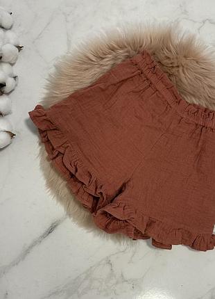 Классные муслиновые шортики george, терракотовые шорты, шортики