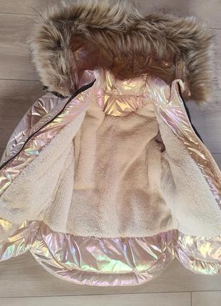 Зимова курточка для дівчинки 98-122 зріст, зимова рожева курточка , зимова куртка для дівч...