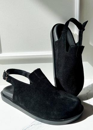 Женские замшевые клоги сабо шоколадного цвета тапочки шоколад коричневые