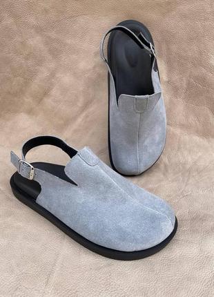 Женские замшевые клоги сабо шоколадного цвета тапочки шоколад коричневые