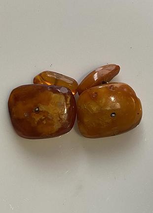 Запонки чоловічі срібло з бурштином
