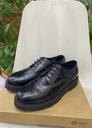 Женские черные лоферы оригинал clarks натуральная кожа шнурки толстая подошва eur 39.5 стелька 26
