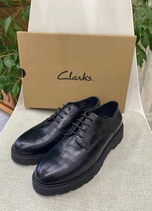 Женские черные лоферы оригинал clarks натуральная кожа шнурки толстая подошва eur 39.5 стелька 2610 фото