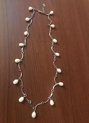 Нежное легкое ожерелье-настоящий жемчуг4 фото
