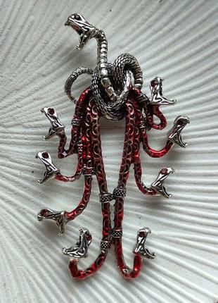 Брошь - кулон в стиле rene lalique "serpent corsage" 10 см