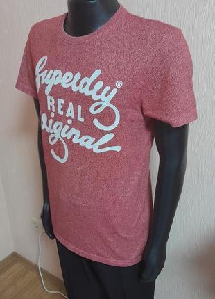 Шикарная футболка красного цвета с ярким силиконовым принтом superdry made in turkey4 фото