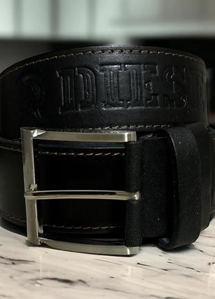 Мужской черный широкий ремень