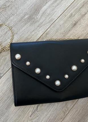 Красивая вечерняя сумка клач с жемчужинами