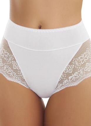 Трусики жіночі бавовняні  з мереживом високі emili ella