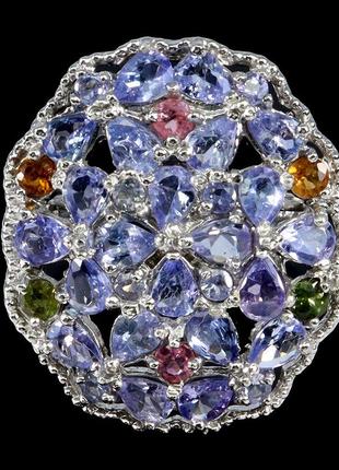 Каблеск серебро 925 натуральный танзанит турмалин