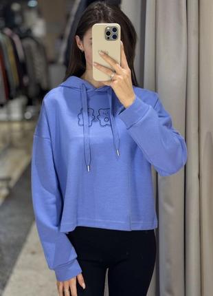 Жіноча кофта світшот ведмедики коротка синя женская кофта pakkoo туреччина